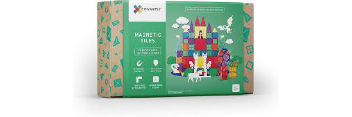 Connetix Magnetic Tiles Creative Pack 100 Pièces – Bloc Magnétique Montessori