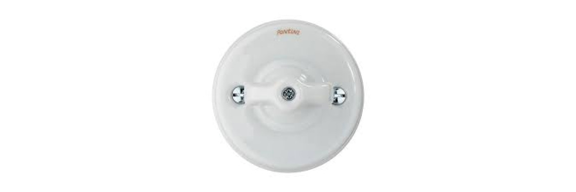 Fontini Garby Interrupteur Porcelaine Blanc Vintage